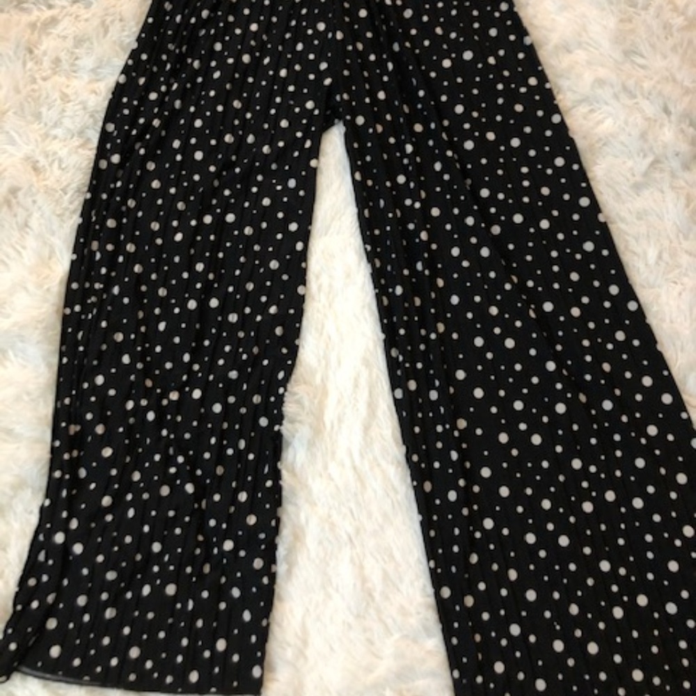 Wide Leg Black and White Polka Pants